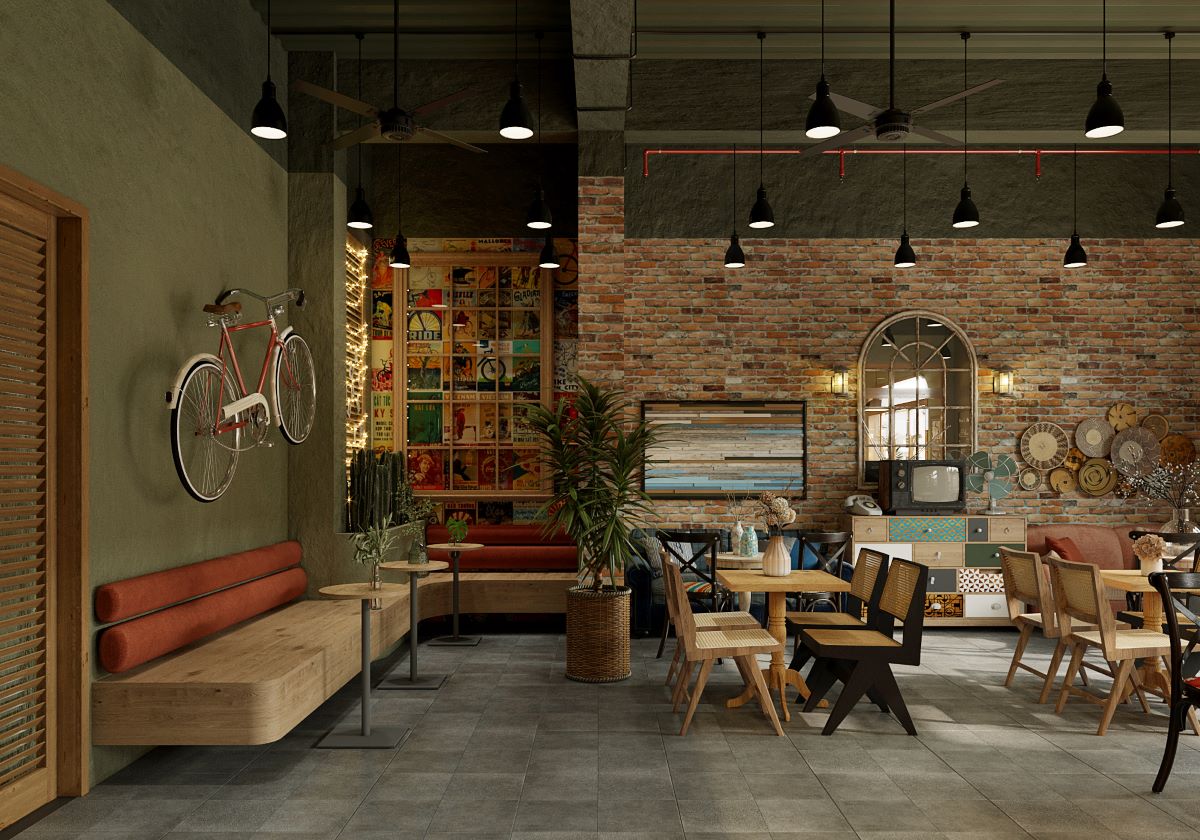 Toàn cảnh nội thất quán cafe do Lê Nguyễn Decor thiết kế và thi công